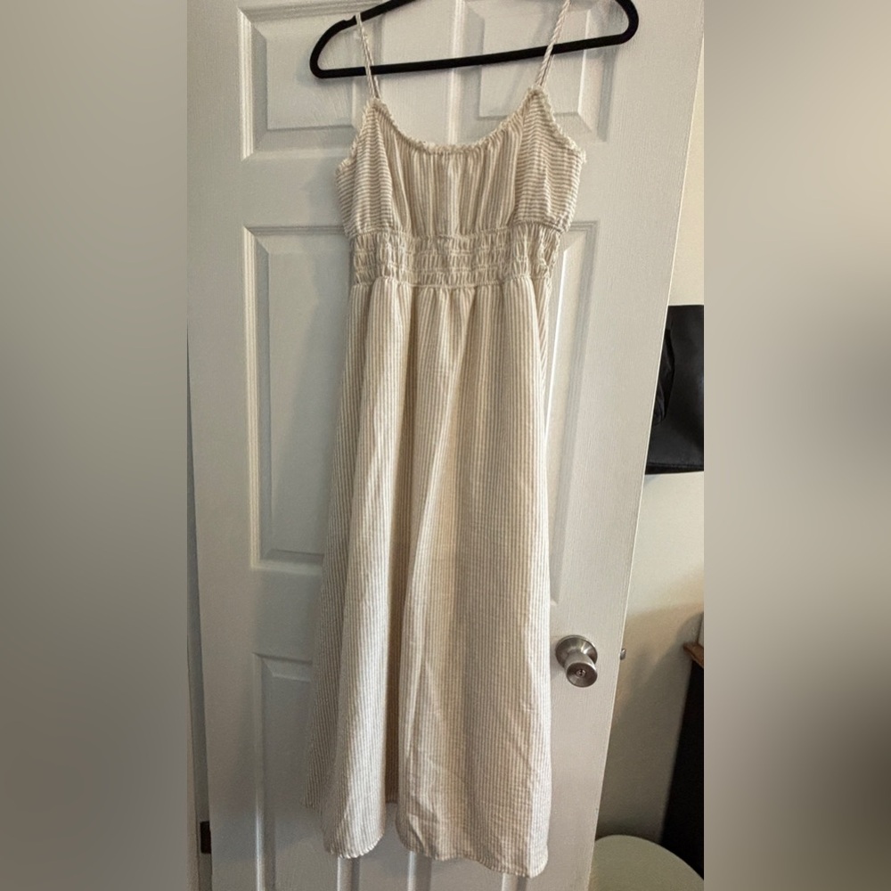 Mine Cream and White Striped Dress